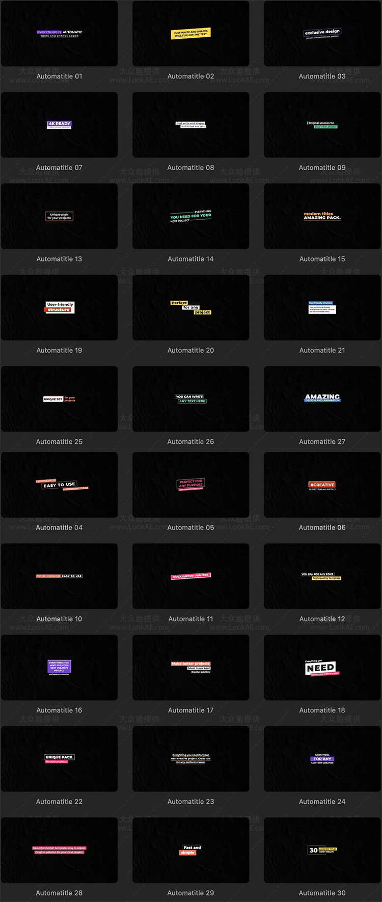 FCPX插件-30种文字标题自适应底栏边框排版动画 Automatitles FCPX插件-30种文字标题自适应底栏边框排版动画 Automatitles