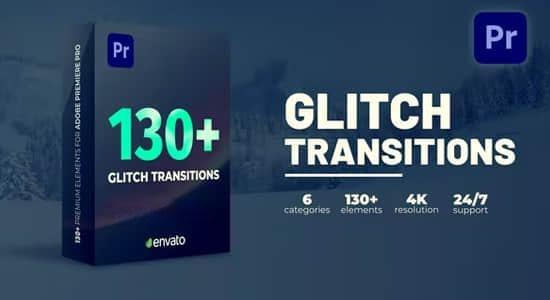 PR模板-130种故障干扰毛刺损坏视频过渡转场预设 Glitch Transitions