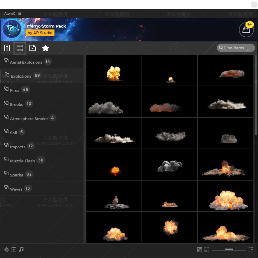 AE脚本-296种火焰燃烧爆炸烟雾粉尘火星粒子枪焰特效合成预设