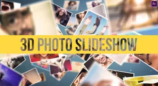 PR模板-三维空间多张照片堆积幻灯片展示开场动画 3D Photo Slideshow Premiere Pro