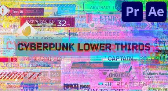 AE/PR模板-87个数字科技赛博朋克字幕条标题动画 Cyberpunk Lower Thirds