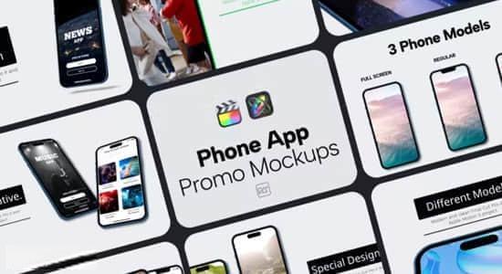 FCPX插件-12组手机APP应用界面展示场景介绍动画 Phone App Promo FCPX插件-12组手机APP应用界面展示场景介绍动画 Phone App Promo