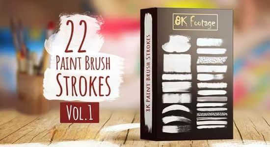 8K视频素材-22组画笔油漆笔刷路径涂抹动画 Paint Brush Strokes