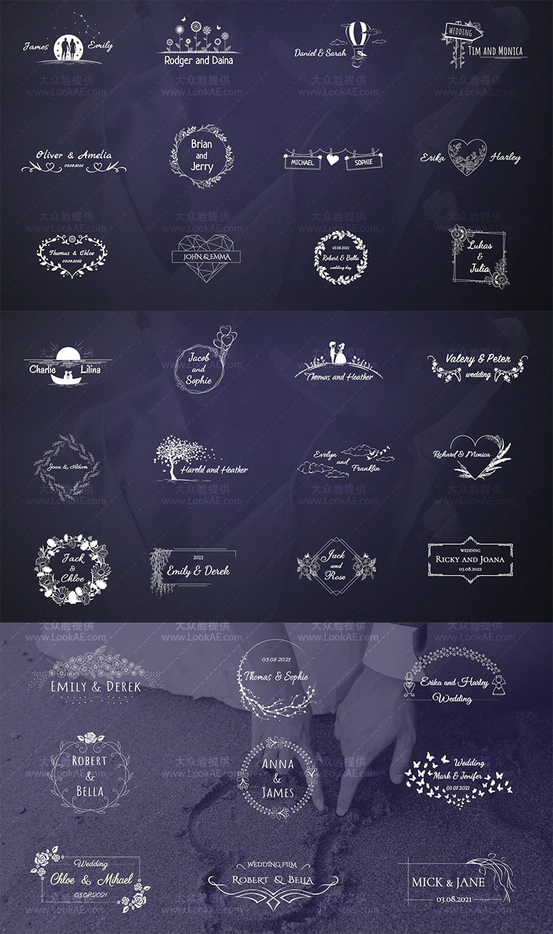 FCPX插件-33种婚礼爱情文字标题图形动画 第11季