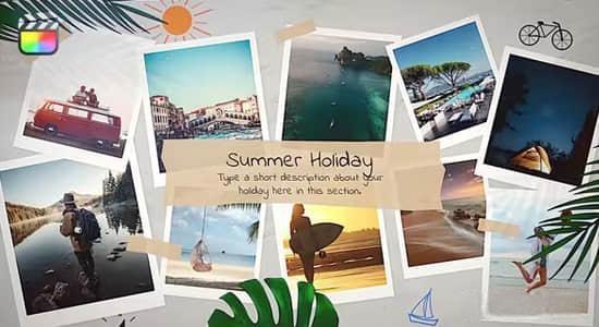 FCPX插件-浪漫夏日假期游玩照片相册展示模板动画 Summer Holiday