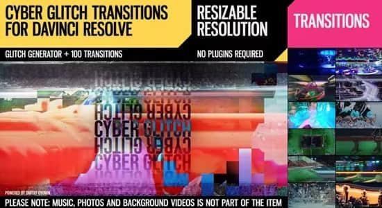 故障干扰音效4K视频素材+达芬奇转场模板 Cyber Glitch Transitions for DaVinci Resolve 故障干扰音效4K视频素材+达芬奇转场模板 Cyber Glitch Transitions for DaVinci Resolve