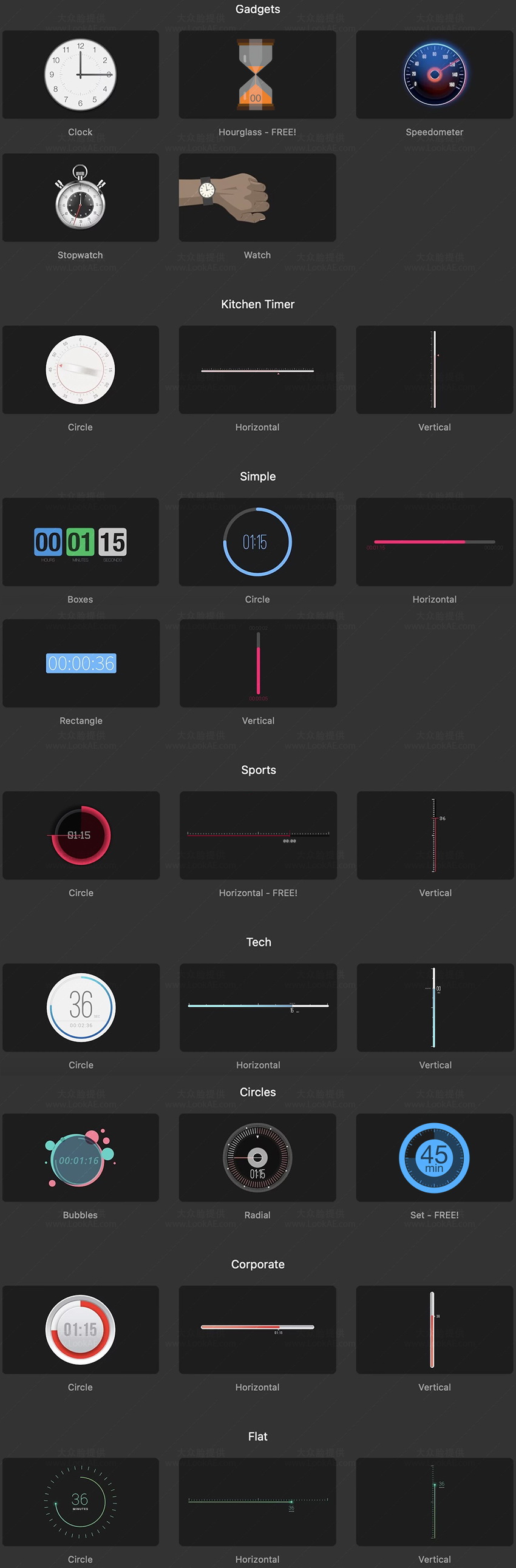 FCPX插件-28个自定义计时器进度条倒计时计数图形动画 FCPX插件-28个自定义计时器进度条倒计时计数图形动画