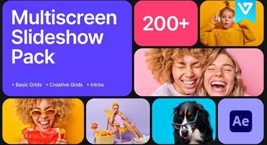 多屏画面网格组合排列分屏包装展示动画AE模板 Multiscreen Slideshow Pack 多屏画面网格组合排列分屏包装展示动画AE模板 Multiscreen Slideshow Pack