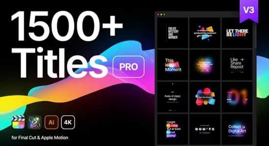 FCPX插件-474种现代字幕条标题呼出指示线文字排版动画Titles Pro V2+AI源文件 FCPX插件-474种现代字幕条标题呼出指示线文字排版动画Titles Pro V2+AI源文件