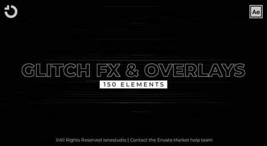 AE模板-150种故障干扰画面损坏毛刺特效叠加动画 Glitch FX Overlays