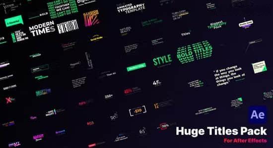 AE模板-210个创意简单霓虹倒计时指示线标签字幕条标题动画预设 Huge Title Pack