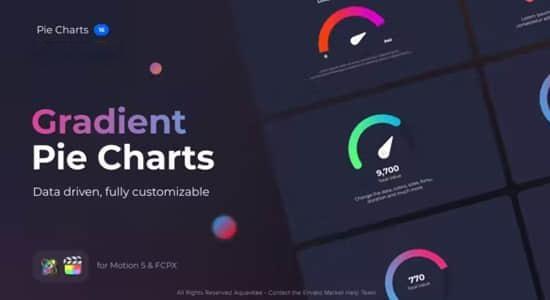 FCPX插件-16组彩色渐变进度数据读取圆形饼图展示动画 FCPX插件-16组彩色渐变进度数据读取圆形饼图展示动画