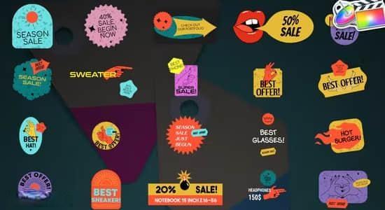 FCPX插件-20种商品打折促销降价标签贴纸标题动画 Sticker Sale Titles FCPX插件-20种商品打折促销降价标签贴纸标题动画 Sticker Sale Titles