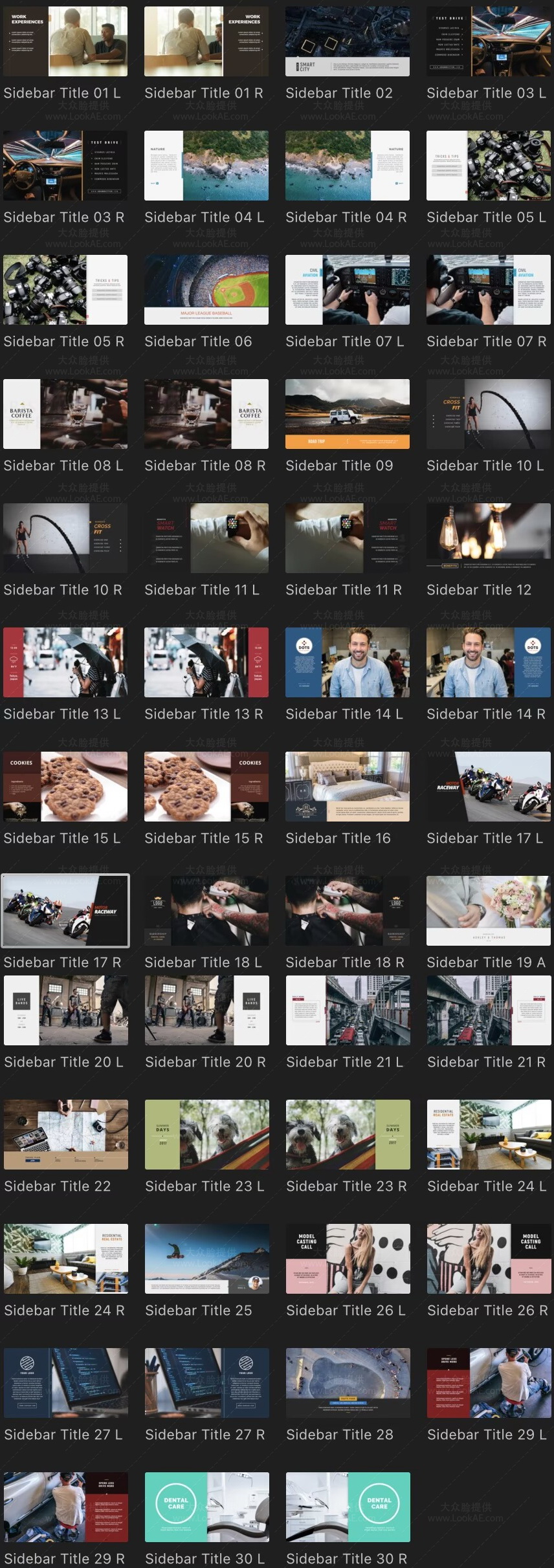 FCPX插件-30组侧边栏文字信息介绍展示动画预设 第1季 FCPX插件-30组侧边栏文字信息介绍展示动画预设 第1季