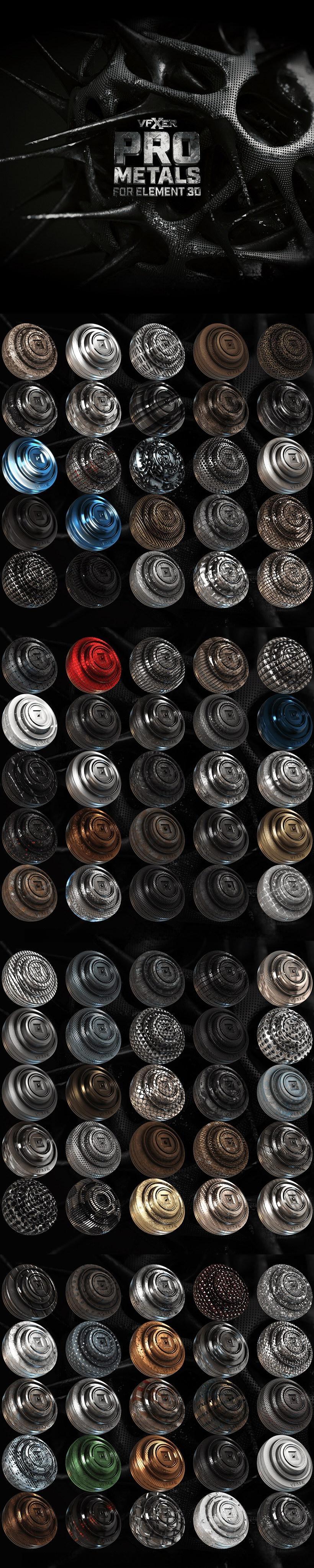 三套783种运动设计科幻金属E3D材质纹理贴图预设包 VFXER Element 3D Materials Bundle