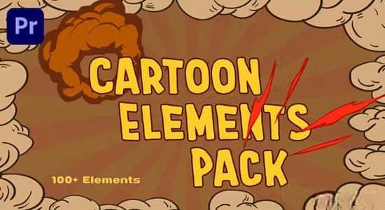 100个二维手绘卡通MG图形动画元素包PR模板 Cartoon Elements Pack