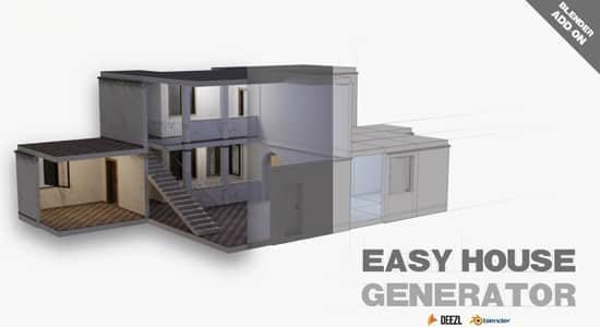 Blender插件-室内设计三维房屋搭建生成器 Easy House Generator Blender插件-室内设计三维房屋搭建生成器 Easy House Generator