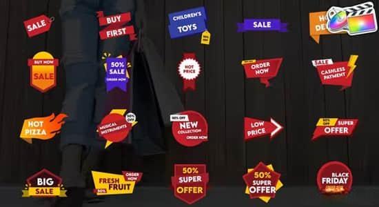 FCPX插件-20种商城购物打折促销降价标签徽章动画 Sales Badges FCPX插件-20种商城购物打折促销降价标签徽章动画 Sales Badges