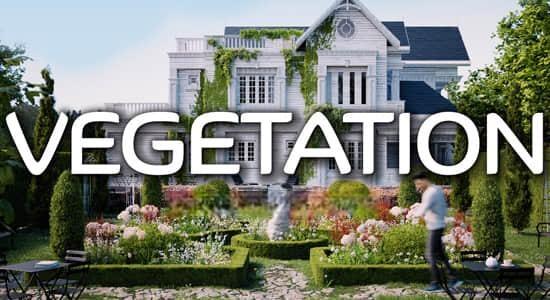 花草树木植物预设库Blender插件 Vegetation Pro V5.1+预设库 Assets Vol.1&2