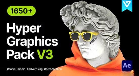 AE脚本-1650个时尚网络社交媒体LOGO标题图文排版设计动画 Hyper V3