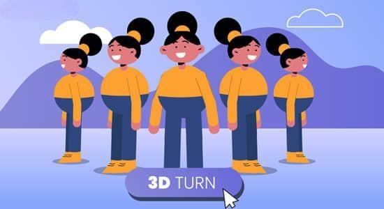 二转三卡通人物角色旋转MG动画制作AE教程 Character Animation Simulating 3D Turns with AE 二转三卡通人物角色旋转MG动画制作AE教程 Character Animation Simulating 3D Turns with AE