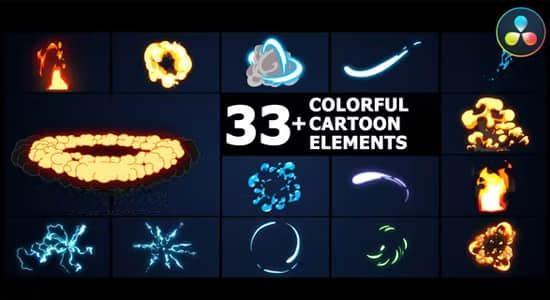 达芬奇模板-33组多彩二维卡通动漫元素图形MG动画 Colorful Cartoon Elements 达芬奇模板-33组多彩二维卡通动漫元素图形MG动画 Colorful Cartoon Elements