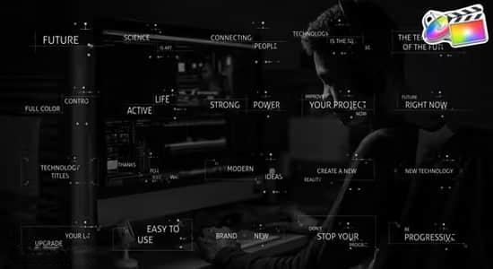 FCPX插件-20种数字技术点线连接电路图形文字标题动画 Technology Titles FCPX插件-20种数字技术点线连接电路图形文字标题动画 Technology Titles