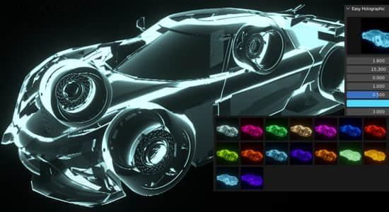 模型全息投影视觉特效Blender插件 Easy Holographic Addon V1 模型全息投影视觉特效Blender插件 Easy Holographic Addon V1