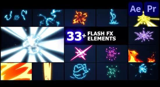 AE/PR模板-33组动漫卡通二维能量火焰电流爆炸MG动画 Flash FX Elements Pack AE/PR模板-33组动漫卡通二维能量火焰电流爆炸MG动画 Flash FX Elements Pack
