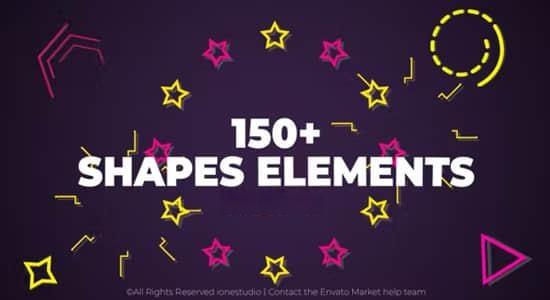 PR模板-150个简洁彩色图形MG动画预设 Shape Elements for Premiere Pro