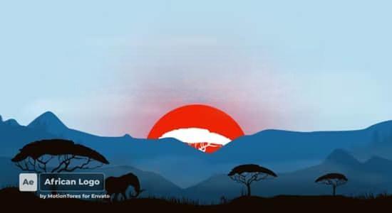 AE模板-创意图形日出LOGO标志开场片头动画 African Logo