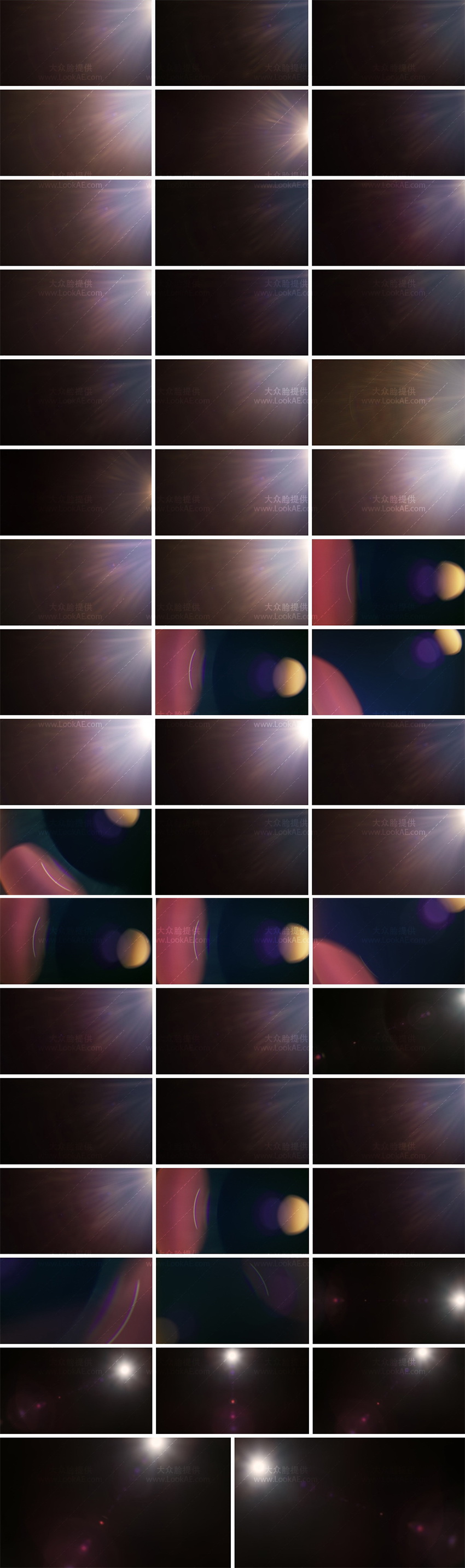 4K视频素材-50个温暖明亮漂亮镜头光晕耀斑叠加动画 Master Prime Lens Flares