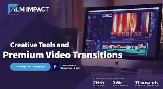 最受欢迎六类58个PR特效转场插件合集包FilmImpact Premium Video Transitions V4.7.2 CE Win