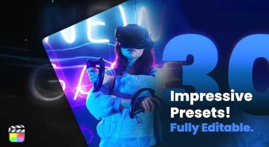 FCPX插件-30种创意静帧停留图文排版设计展示转场过渡动画