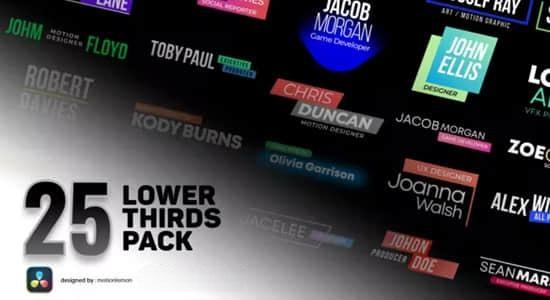 达芬奇模板-25种现代文字标题字幕条动画 Lower Thirds & Titles Pack 达芬奇模板-25种现代文字标题字幕条动画 Lower Thirds & Titles Pack