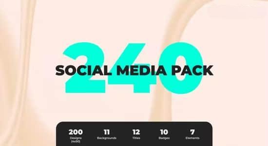 240个社交媒体竖屏海报封面图文排版设计动画AE模板 INS Stories and Posts