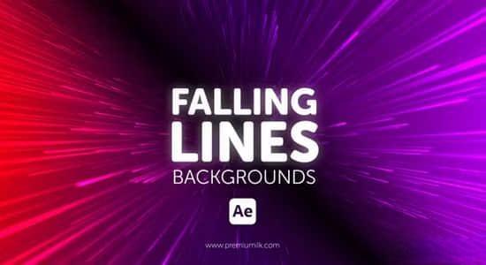AE模板-彩色漂亮线条粒子流动背景动画 Falling Lines Backgrounds