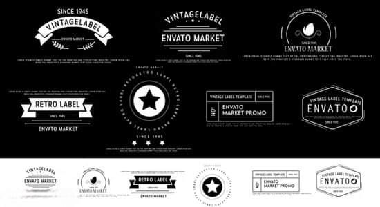 PR模板-简洁图形LOGO标题标签徽章动画 Vintage Label Pack PR模板-简洁图形LOGO标题标签徽章动画 Vintage Label Pack