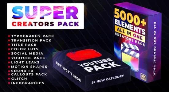 FCPX插件-5000个社交媒体文字标题图形排版动画LUTS调色转场豪华包 Super Creators Pack FCPX插件-5000个社交媒体文字标题图形排版动画LUTS调色转场豪华包 Super Creators Pack