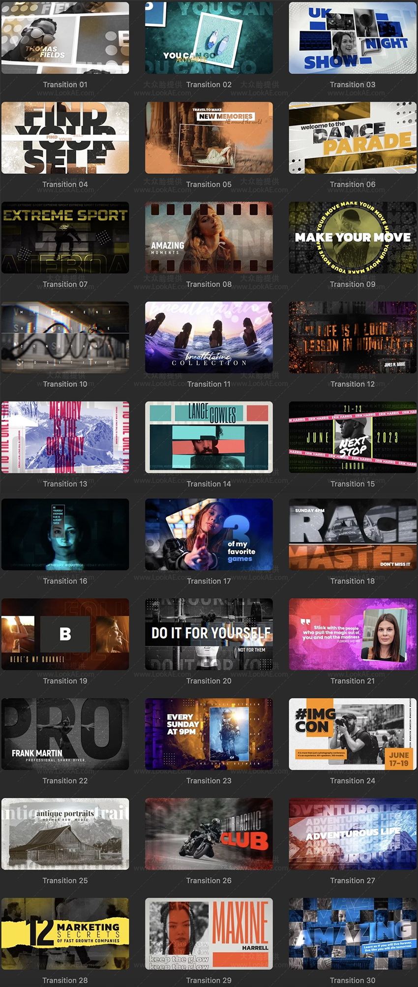 FCPX插件-30种创意静帧停留图文排版设计展示转场过渡动画