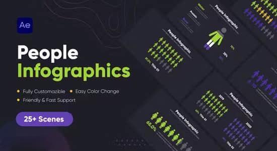 AE模板-25个人物信息图表场景统计展示动画 People Infographics AE模板-25个人物信息图表场景统计展示动画 People Infographics