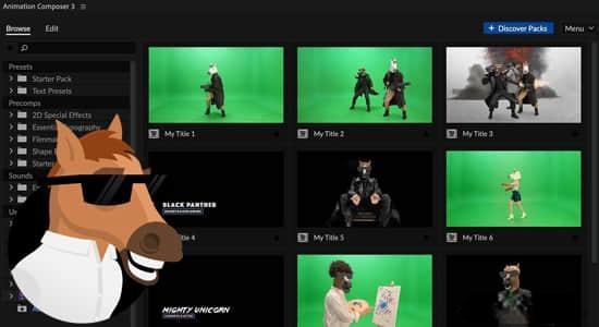 马头人文字标题音效MG动画图层运动缓入缓出AE/PR脚本预设大合集 Mister Horse Win+使用教程