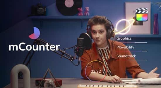 FCPX插件-20个简洁实用数字倒计时计数器提示动画 mCounter