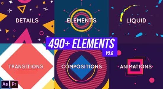 490组线条圆圈爆炸波浪气泡液体运动图形MG元素动画AE/PR模板