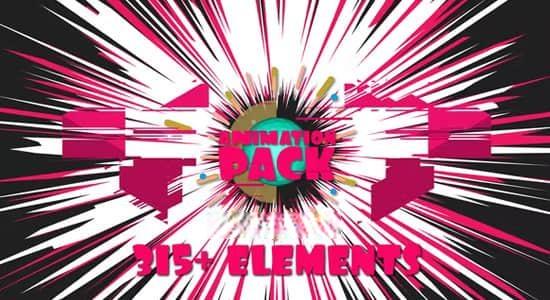 AE/PR模板-315个炫彩二维卡通图形MG动画预设 Animation Pack 315+ elements