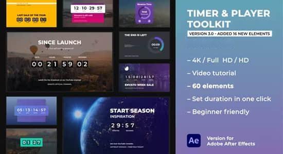 60组时尚创意图形数字计时器播放器倒计时动画AE/PR模板 Timer & Player Toolkit 60组时尚创意图形数字计时器播放器倒计时动画AE/PR模板 Timer & Player Toolkit