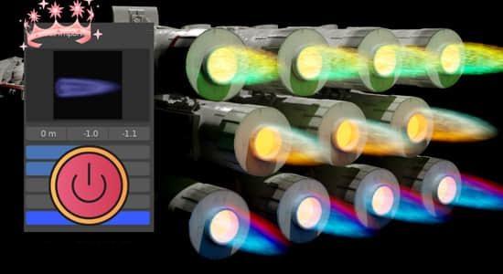 宇宙飞船引擎喷射火焰特效Blender插件 Jet Flame V1.0 宇宙飞船引擎喷射火焰特效Blender插件 Jet Flame V1.0