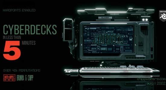 赛博朋克科技风控制台模型Blender插件 KitOps Cyberdecks KPack V1.0