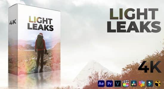 4K视频素材-61个镜头漏光耀眼炫光闪烁叠加动画 Light Leaks
