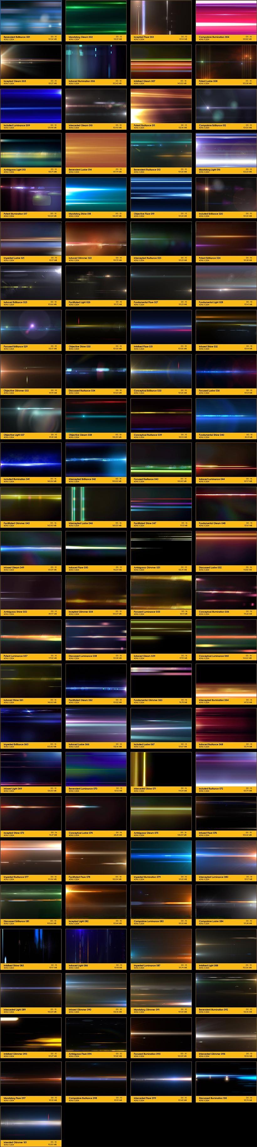 4K视频素材-99个镜头变形条纹光线耀斑光效动画 BBV32